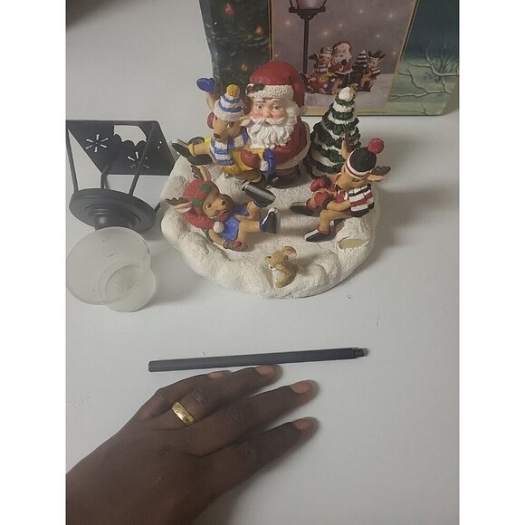 Traditions Christmas Candle Street Lamp Scene 293069 Santa Claus Reindeer EUC - Picture 8 of 13